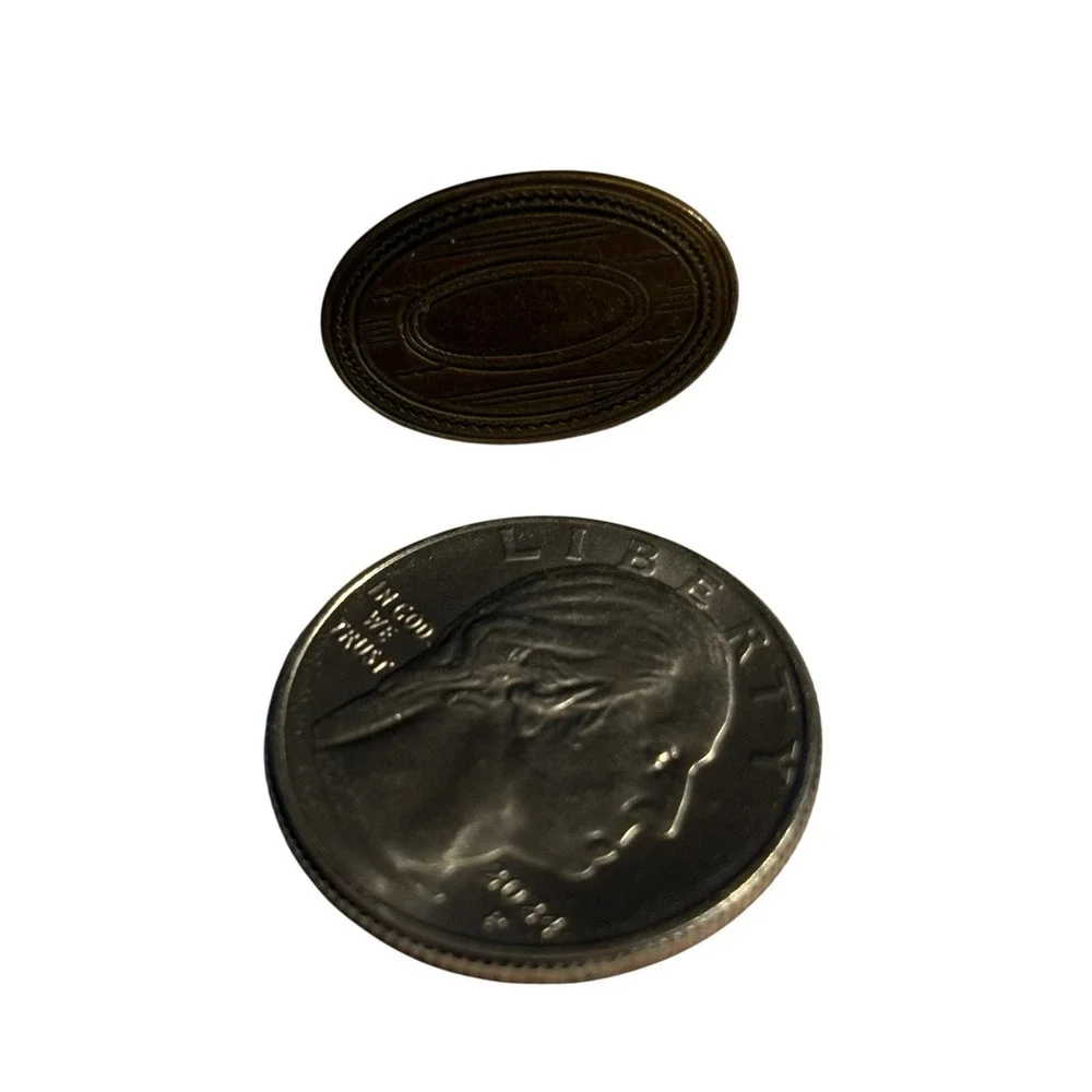 Brass‎ Etched Lingerie Clip Tie Bar Oval Mini Vintage Antique Blank Monogram